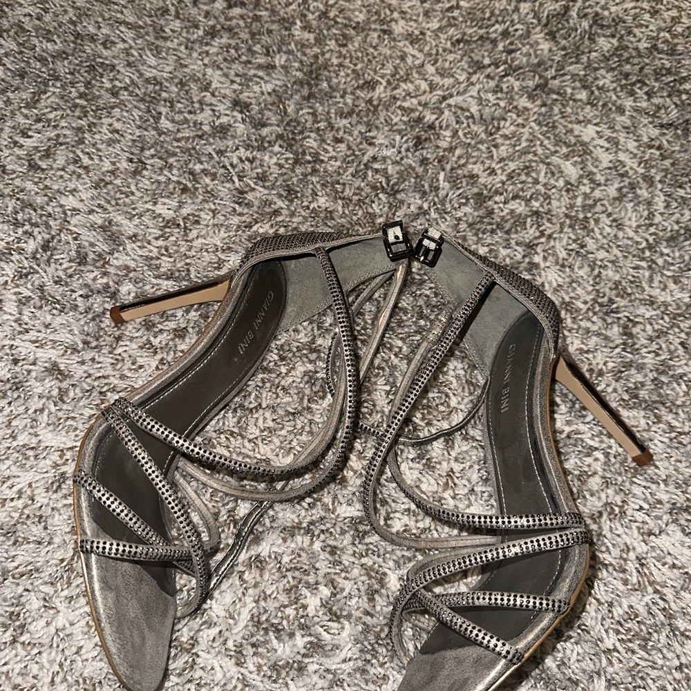 Elegant Silver Strappy Heels